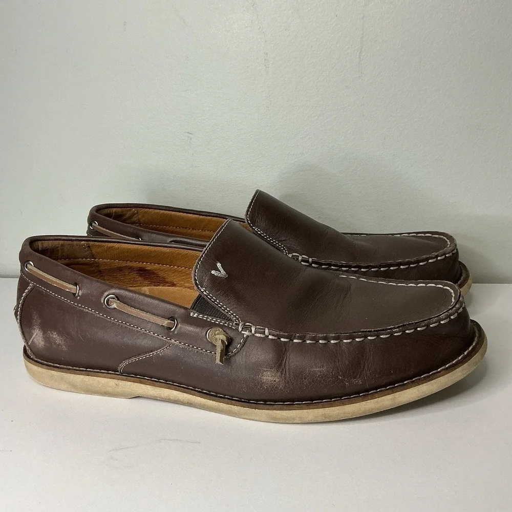 VIONIC Spring Greyson Boat Shoe - Men's Size 10.5 - Brown Leather Preppy Coastal